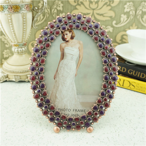 Oval Jeweled Bead Cluster Photo Frame - view 2
