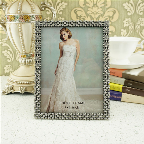 Silver Crystal Cluster Border Photo Frame