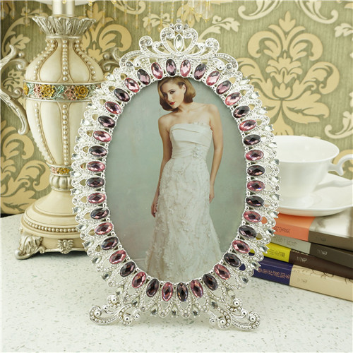 Pink Marquise Jewel Tiara Oval Photo Frame