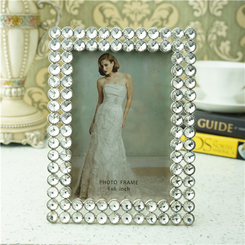 Double-Row Round Jewel Border Multi-Size Metal Photo Frame - view 1