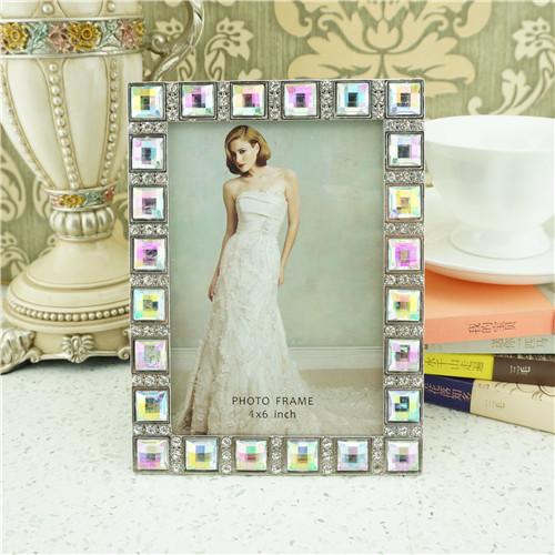 Geometric Mirror-Tile Mosaic Jeweled Photo Frame