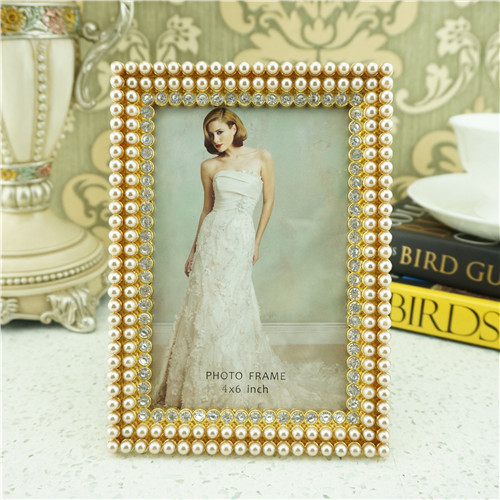 Triple-Row Pearl-and-Crystal Halo Portrait Photo Frame - view 2