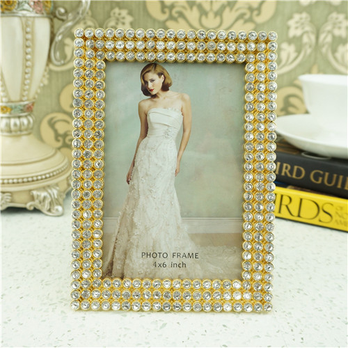 Triple-Row Pearl-and-Crystal Halo Portrait Photo Frame - view 1
