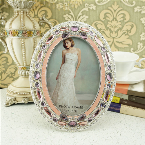 Blush Enamel Oval Frame with Pink Marquise Jewels
