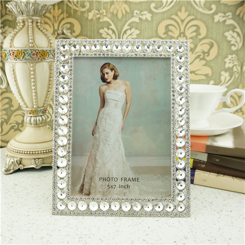 Oversized Round Crystal Channel Portrait Photo Frame