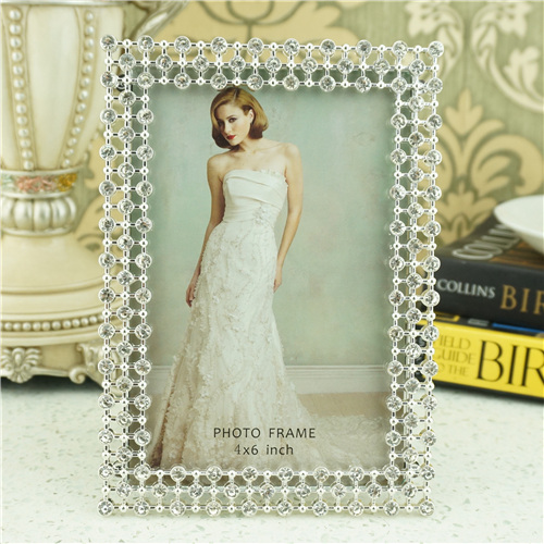 Open-Lattice Triple-Row Crystal Metal Photo Frame - view 1