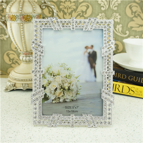 Art Deco Layered Ribbon Bar Crystal Metal Photo Frame - view 2