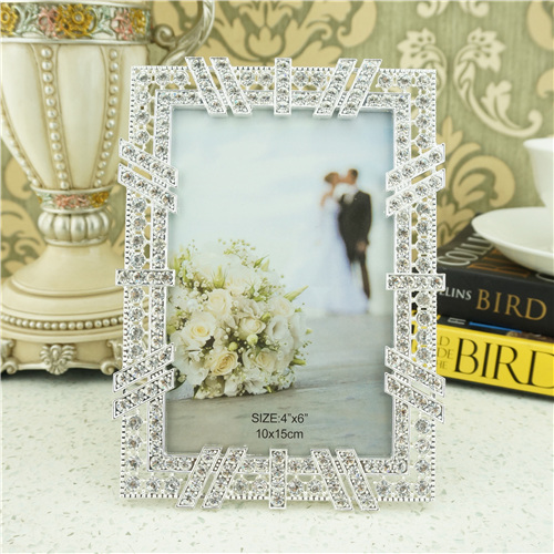 Art Deco Layered Ribbon Bar Crystal Metal Photo Frame - view 1