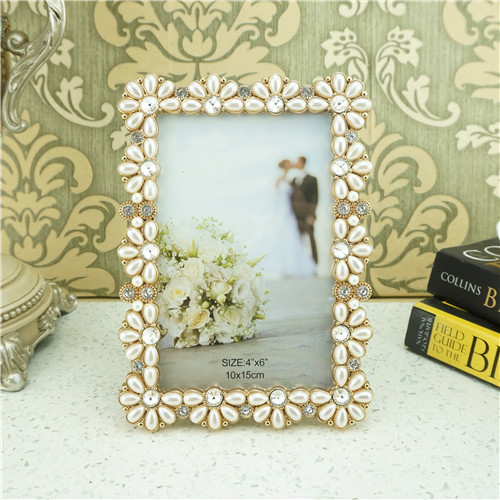 Teardrop-Petal Daisy Cluster Jeweled Metal Photo Frame - view 2
