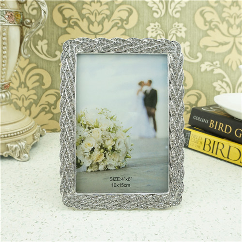 Braided Ribbon Pave Crystal Jeweled Metal Photo Frame - view 2