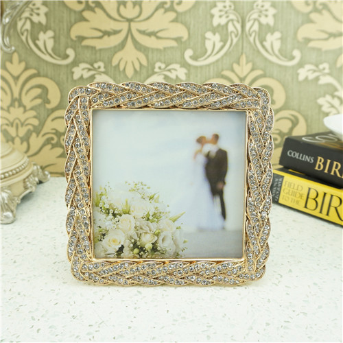 Braided Ribbon Pave Crystal Jeweled Metal Photo Frame - view 1