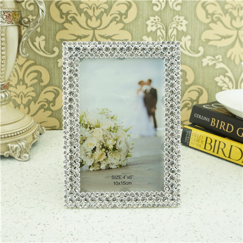 Triple-Row Crystal Rosette Cluster Metal Photo Frame