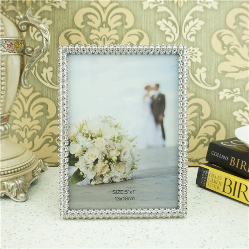 Fine Floral-Link Crystal Garland Metal Photo Frame