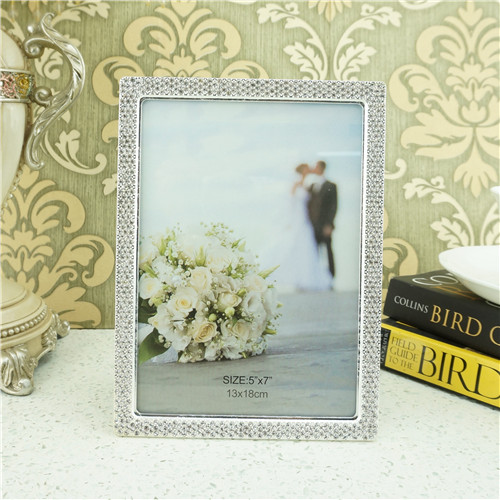 Slim Micro-Pave Crystal Border Metal Photo Frame