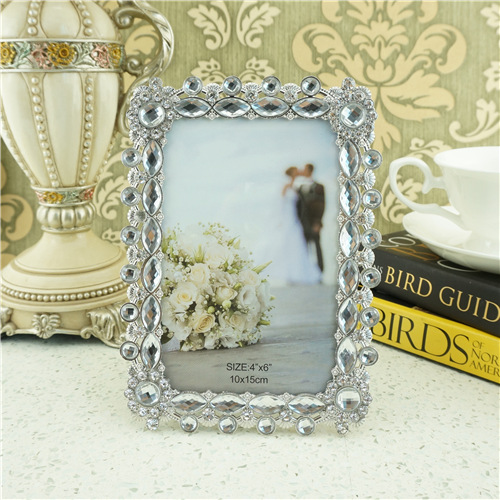 Marquise Crystal Braid with Rosette Corners Metal Photo Frame - view 1