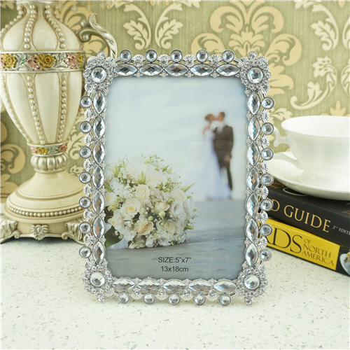 Marquise Crystal Braid with Rosette Corners Metal Photo Frame - view 2