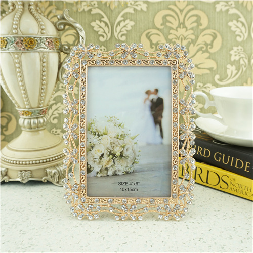 Baroque Leaf Garland Openwork Jeweled Metal Photo Frame - view 1