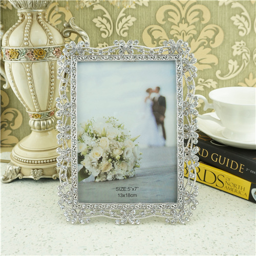 Baroque Leaf Garland Openwork Jeweled Metal Photo Frame - view 2