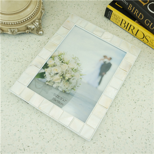 Ivory Shell-Look Mosaic Mother of Pearl Photo Frame - view 2