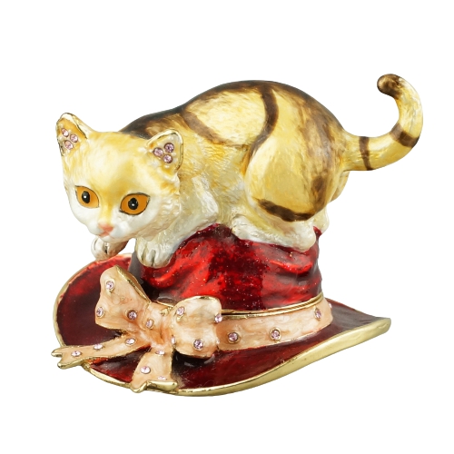 Cat and Kitten Cushion Animal Trinket Box
