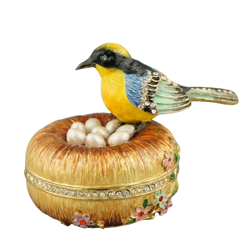 Yellow Bird Nest Trinket Box