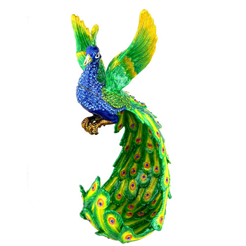 Colorful Peacock Animal Trinket Box