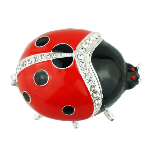 Red Ladybug Crystal Trinket Box