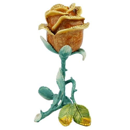 Antique Gold Rose Stem Trinket Box