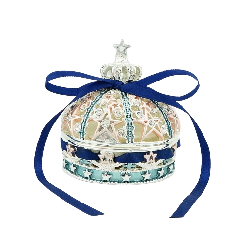 Star Crown White Enamel Royal Trinket Box