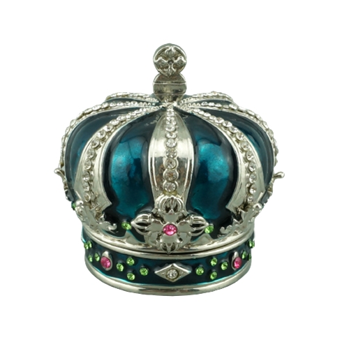 Teal Jeweled Crown Royal Trinket Box