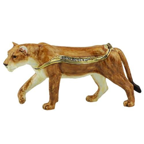 Walking Lioness Animal Trinket Box
