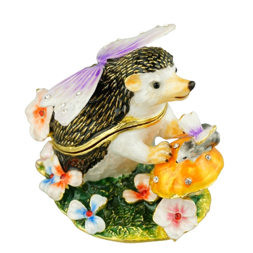 Floral Woodland Hedgehog Animal Trinket Box