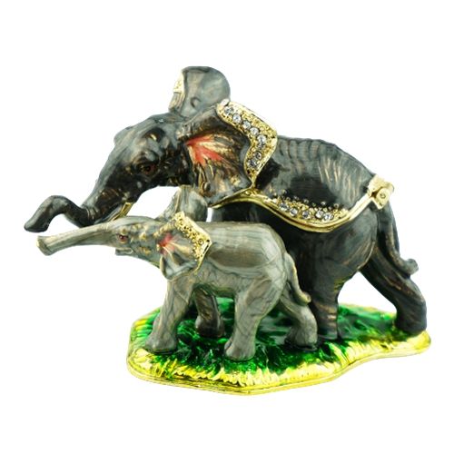 Elephant Family Animal Trinket Box