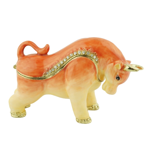 Orange Pig Animal Trinket Box