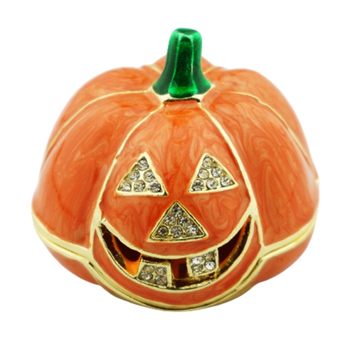 Jeweled Jack-o-Lantern Pumpkin Trinket Box