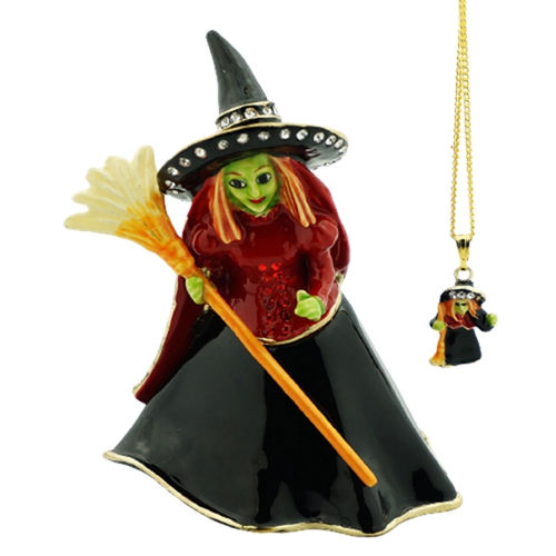 Black Dress Witch Ornament Trinket Box