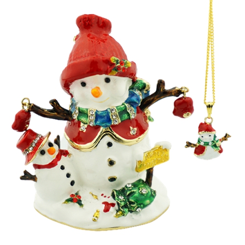 Snowman Family Ornament Trinket Box
