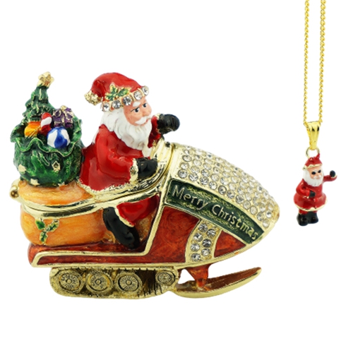 Crystal Santa Toy Sleigh Trinket Box