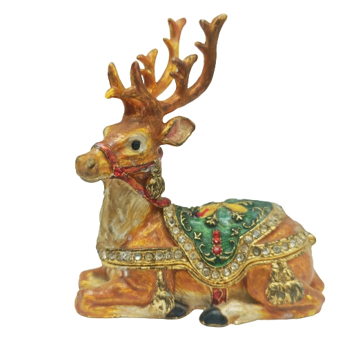 Reclining Christmas Reindeer Trinket Box