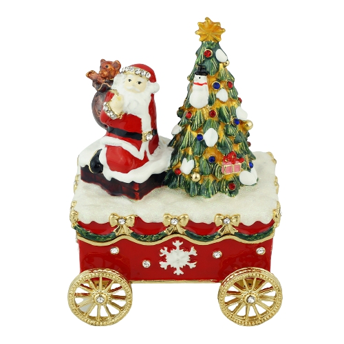 Santa Christmas Tree Wagon Trinket Box