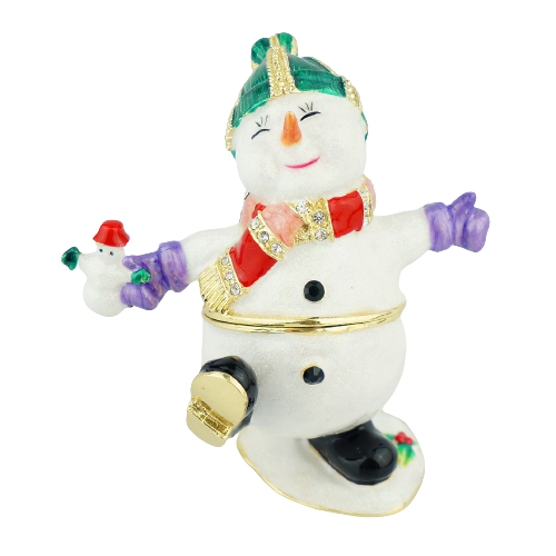 Ice Skating Snowman Trinket Box