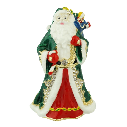 Green Robe Father Christmas Trinket Box