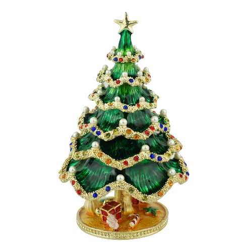 Emerald Jeweled Christmas Tree Trinket Box
