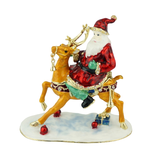 Santa Riding Reindeer Trinket Box