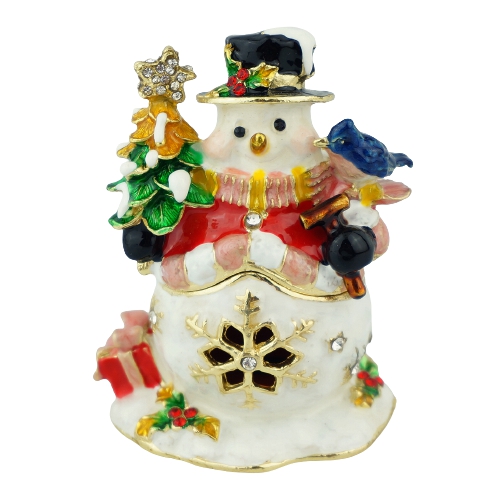 Snowman with Top Hat and Gifts Trinket Box
