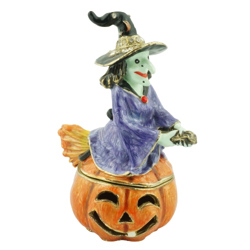 Purple Witch Pumpkin Trinket Box