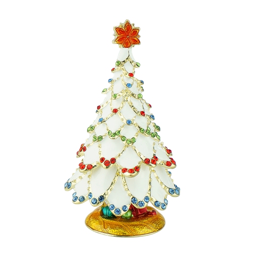 White Crystal Garland Christmas Tree Trinket Box