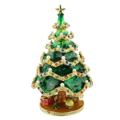 Emerald Garland Christmas Tree Trinket Box