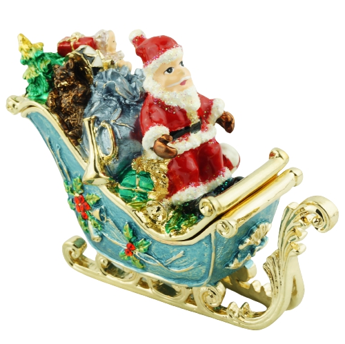 Blue Santa Sleigh Trinket Box