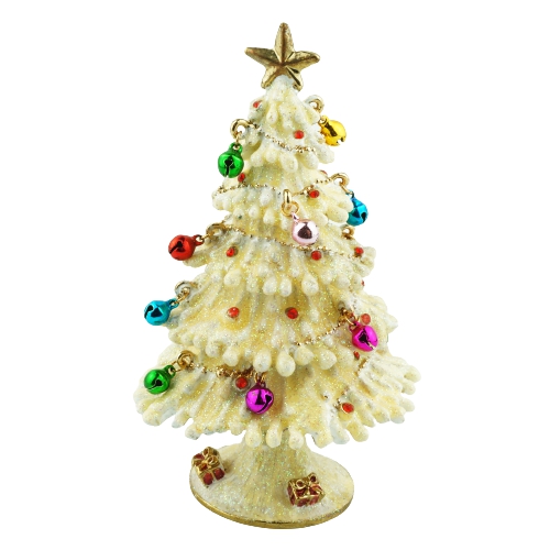White Multicolor Ornament Christmas Tree Trinket Box